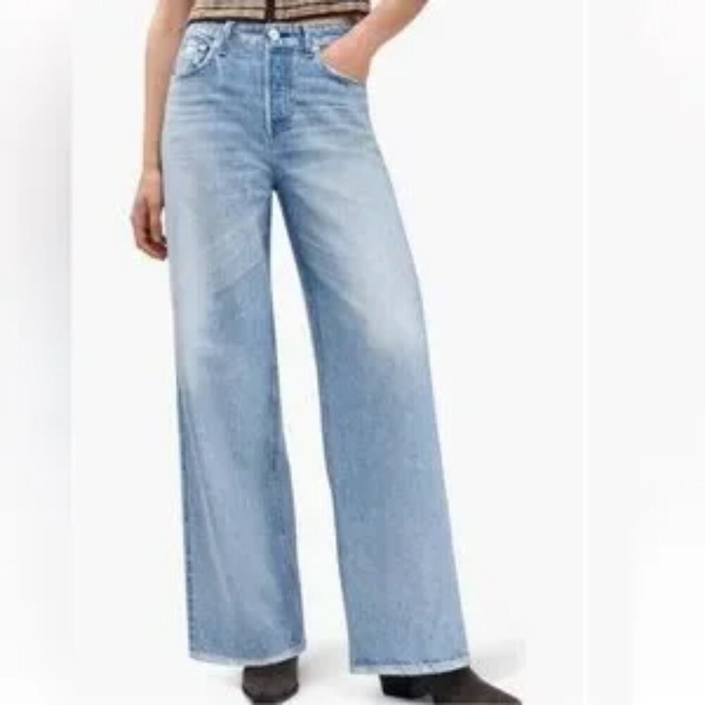Women Rag & Bone (Item-87) Blue Raily Miramar Terry Sofie Wide-Leg Pants 28